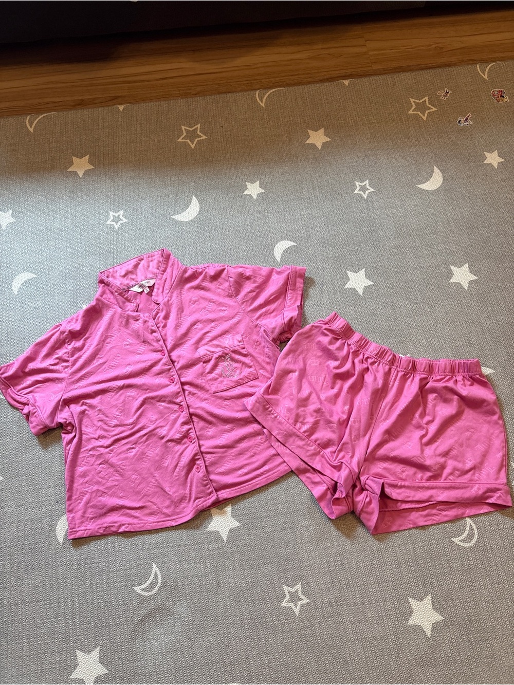 Juicy Couture Hot Pink Short Sleeve Button-Front Pajama Set